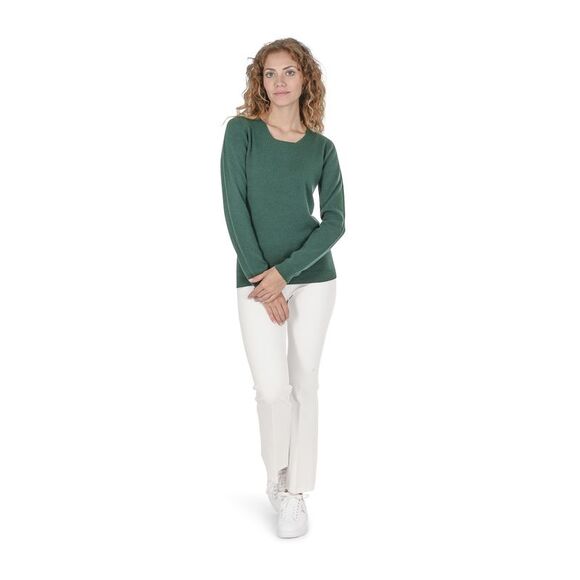 Crown of Edinburgh Cashmere Cashmere Pullover Sweater Women Verde Bottiglia - Picture 3 of 7